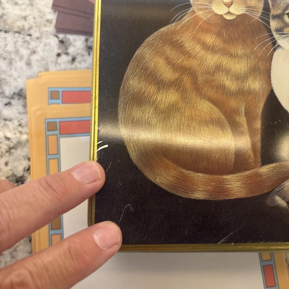 Stephen Lawrence Vintage Cat Trio Note Stationary Tin 1995 with Cards Kitty READ